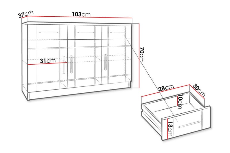 Valga Kommode 37x104 cm - Hvit/Natur - Oppbevaring - Oppbevaringsmøbler - Kommode - Entrekommode