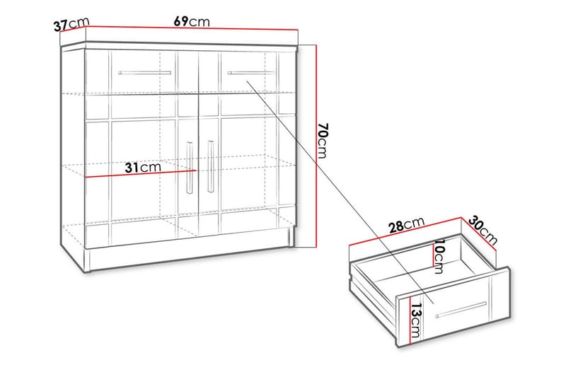 Valga Kommode 37x69 cm - Hvit/Natur - Oppbevaring - Oppbevaringsmøbler - Kommode - Entrekommode