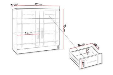 Valga Kommode 37x69 cm - Hvit/Natur - Oppbevaring - Oppbevaringsmøbler - Kommode - Entrekommode