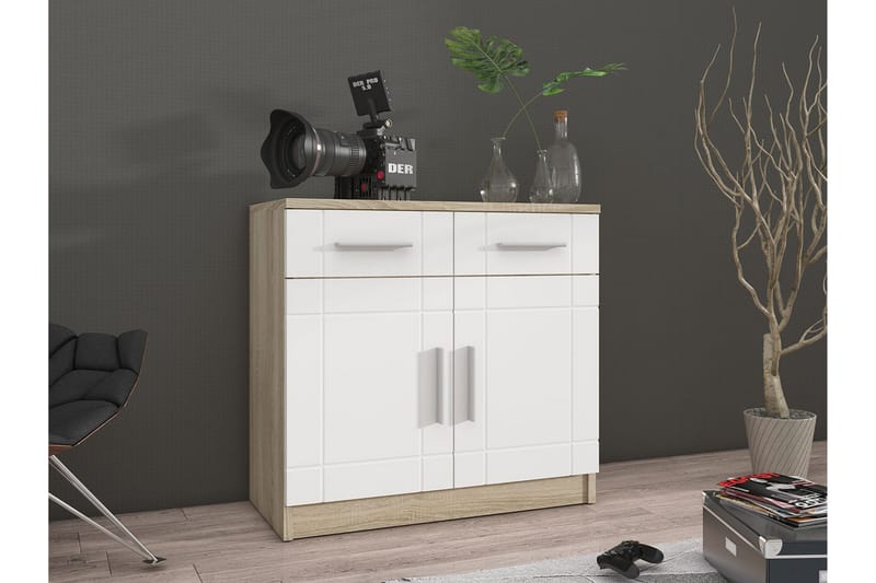 Valga Kommode 37x69 cm - Hvit/Natur - Oppbevaring - Oppbevaringsmøbler - Kommode - Entrekommode