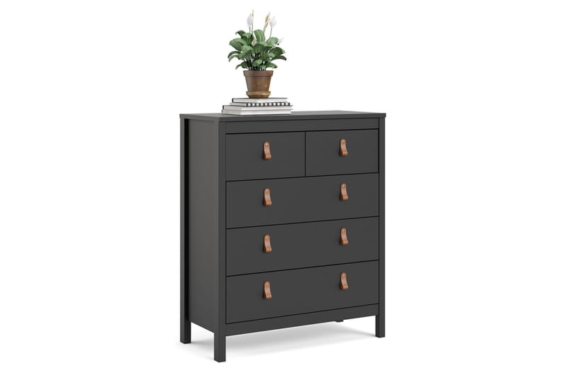 Vallvidera Kommode 5 Skuffer 38x82 cm - Svart/Natur - Oppbevaring - Oppbevaringsmøbler - Kommode