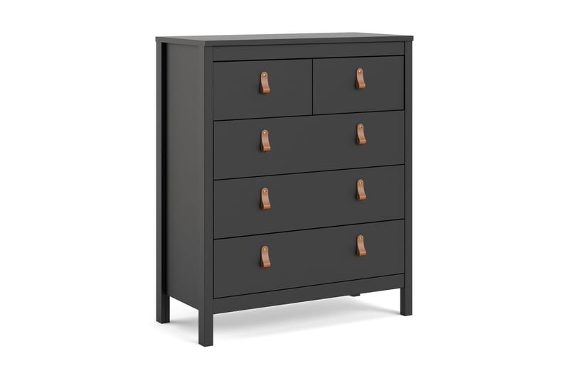 Vallvidera Kommode 5 Skuffer 38x82 cm - Svart/Natur - Oppbevaring - Oppbevaringsmøbler - Kommode - Entrekommode
