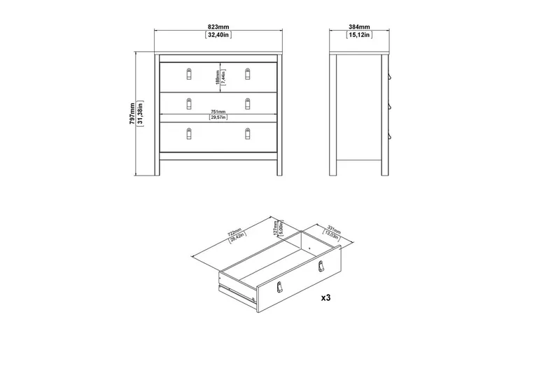 Vallvidera Kommode 82 cm - Beige - Oppbevaring - Oppbevaringsmøbler - Kommode - Entrekommode