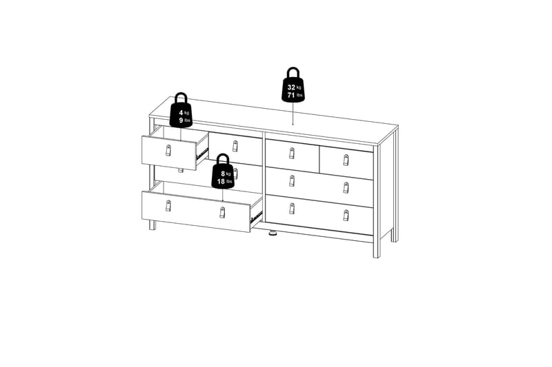 Vallvidera Nattbord 159 cm - Svart - Oppbevaring - Oppbevaringsmøbler - Kommode - Entrekommode