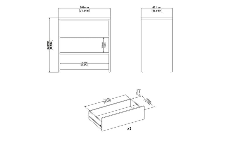Varun Kommode 80 cm - Hvit - Oppbevaring - Oppbevaringsmøbler - Kommode - Entrekommode
