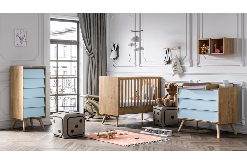 Vintage Kommode Tre / Natur / Blå - VOX - Oppbevaring - Oppbevaringsmøbler - Kommode