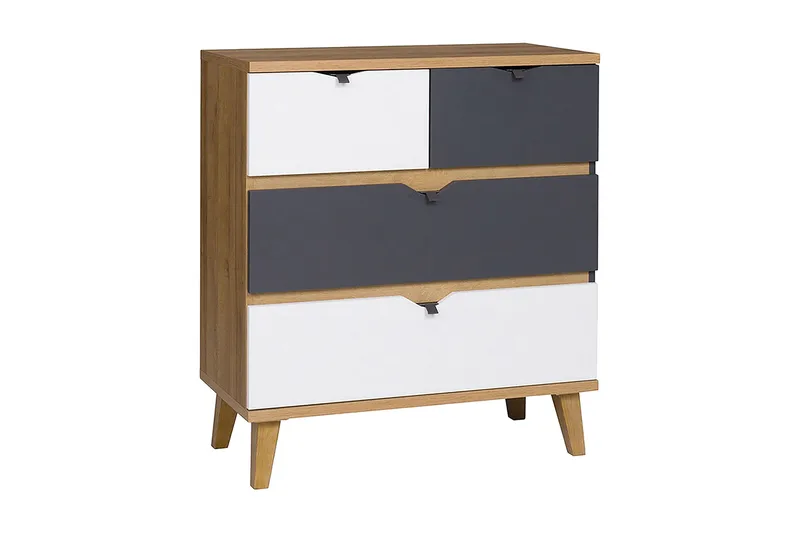 Vintra Kommode 81 cm, Hvit/Grå/Tre