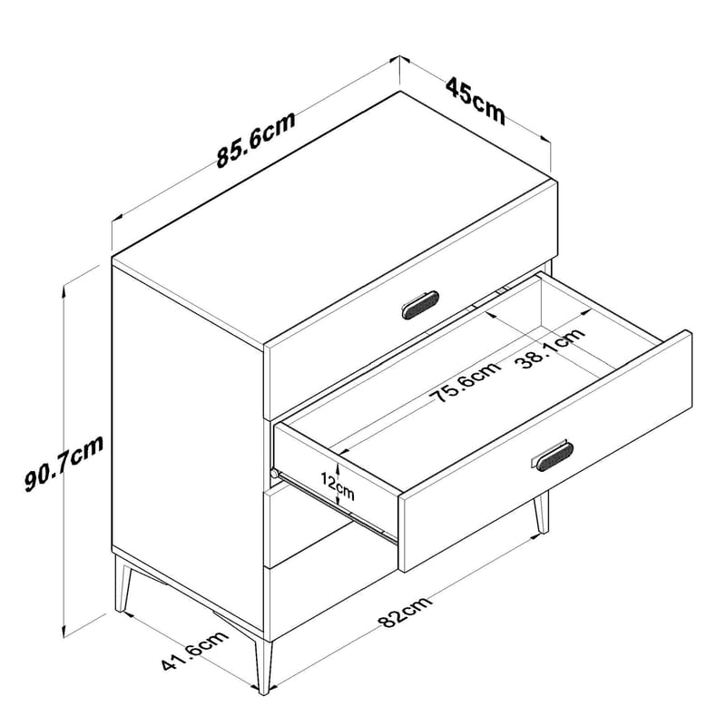Kommode Wallxpert Cleo hylle (85,6 x 90,7 x 45 cm) Hvit - Hvit - Oppbevaring - Oppbevaringsmøbler - Kommode