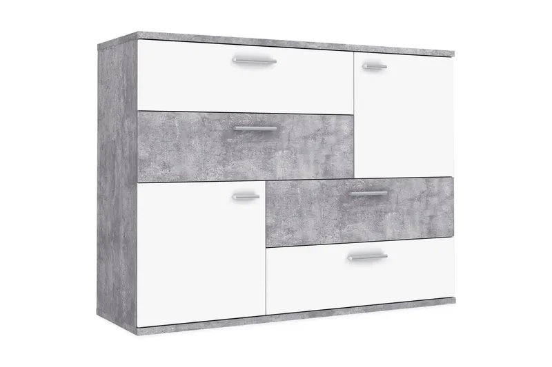 Waunifor Kommode 125 cm, Hvit/Grå
