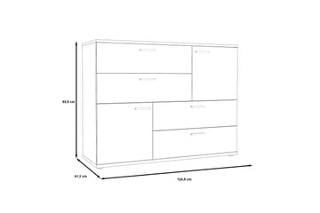 Waunifor Kommode 125 cm - Hvit/Grå - Oppbevaring - Oppbevaringsmøbler - Kommode