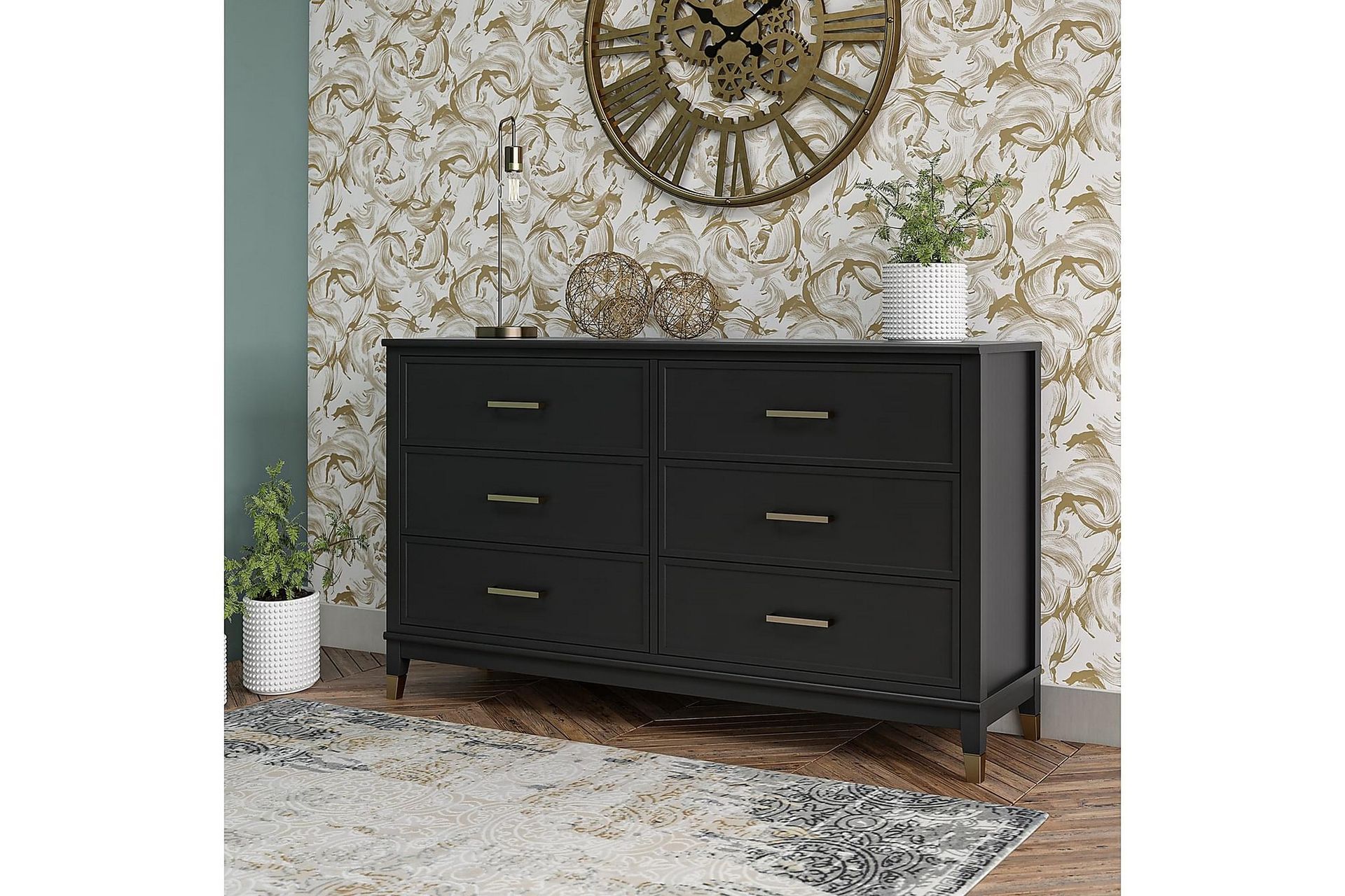 Westerleigh Kommode 144x41 cm Svart/Gull - CosmoLiving - Oppbevaring - Oppbevaringsmøbler - Kommode