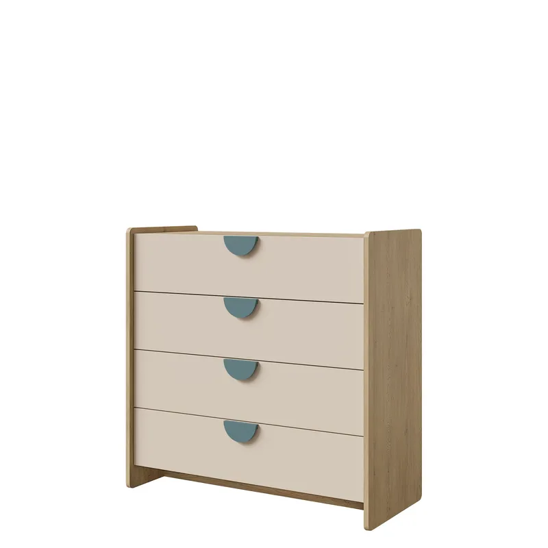 Zarek kommode 94 cm, brun, blå og beige