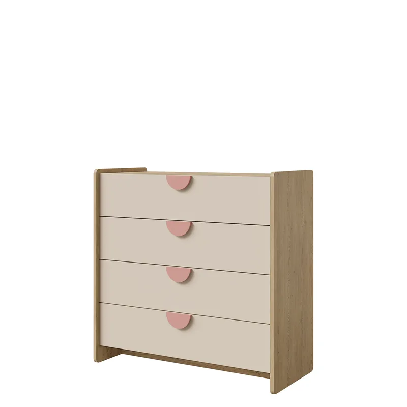 Zarek kommode 94 cm, brun, rosa og beige