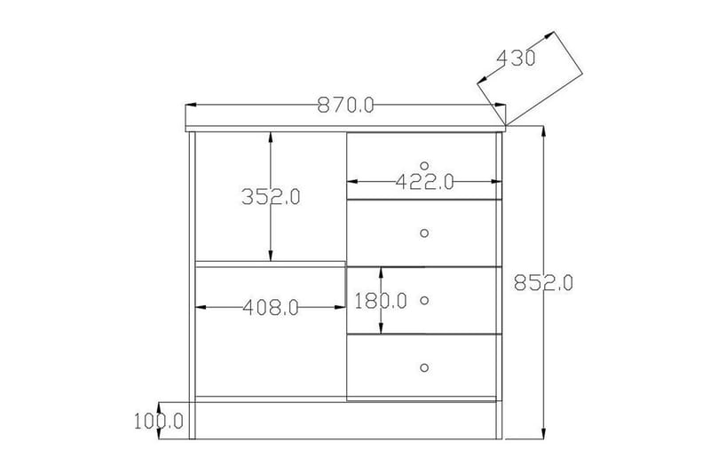 Zavira Kommode 87 cm - Matt Hvit - Oppbevaring - Oppbevaringsmøbler - Kommode - Entrekommode