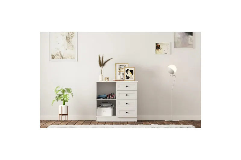 Zavira Kommode 87 cm - Matt Hvit - Oppbevaring - Oppbevaringsmøbler - Kommode - Entrekommode