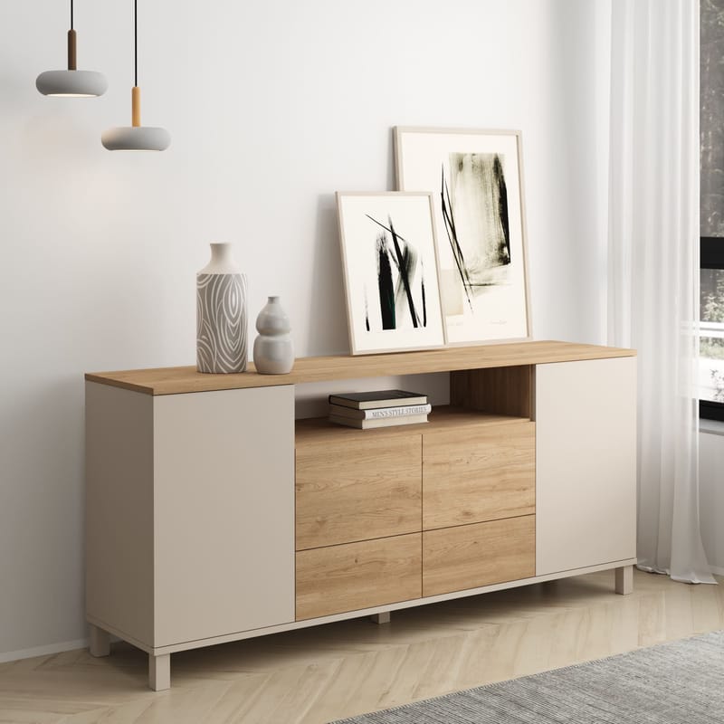 Konsollbord Hanah Home Mood (180 x 82,4 x 44,5 cm) Sand Oak - Sand eik - Oppbevaring - Oppbevaringsmøbler - Sideboard & skjenker