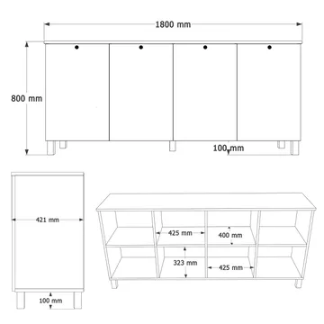 Konsollbord Hanah Home Nord (180 x 80 x 42,1 cm) White Oak - Hvit og eik - Oppbevaring - Oppbevaringsmøbler - Sideboard & skjenker