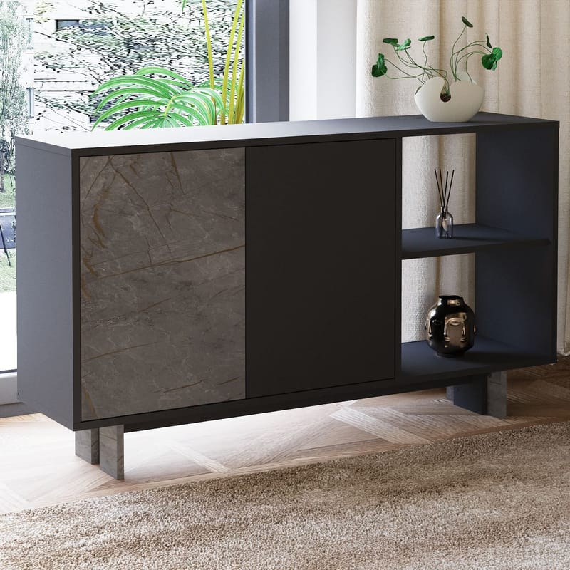 Konsollbord Homitis Ravello (140 x 80 x 35 cm) Marmor antrasitt - Oppbevaring - Oppbevaringsmøbler - Sideboard & skjenker