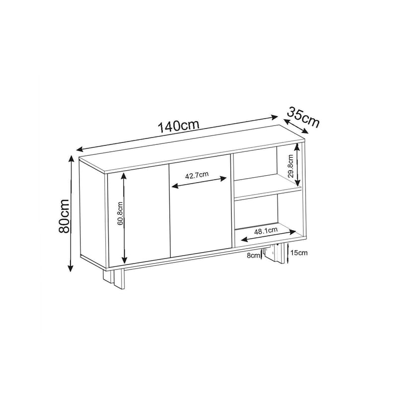 Konsollbord Homitis Ravello (140 x 80 x 35 cm) Marmor antrasitt - Oppbevaring - Oppbevaringsmøbler - Sideboard & skjenker