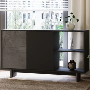 Konsollbord Homitis Ravello (140 x 80 x 35 cm) Marmor antrasitt - Oppbevaring - Oppbevaringsmøbler - Sideboard & skjenker