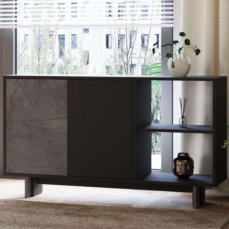 Konsollbord Homitis Ravello (140 x 80 x 35 cm) Marmor antrasitt - Oppbevaring - Oppbevaringsmøbler - Sideboard & skjenker