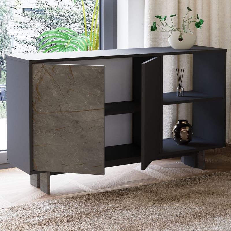 Konsollbord Homitis Ravello (140 x 80 x 35 cm) Marmor antrasitt - Oppbevaring - Oppbevaringsmøbler - Sideboard & skjenker
