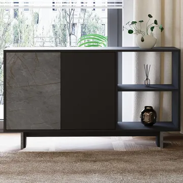 Konsollbord Homitis Ravello (140 x 80 x 35 cm) Marmor antrasitt - Oppbevaring - Oppbevaringsmøbler - Sideboard & skjenker