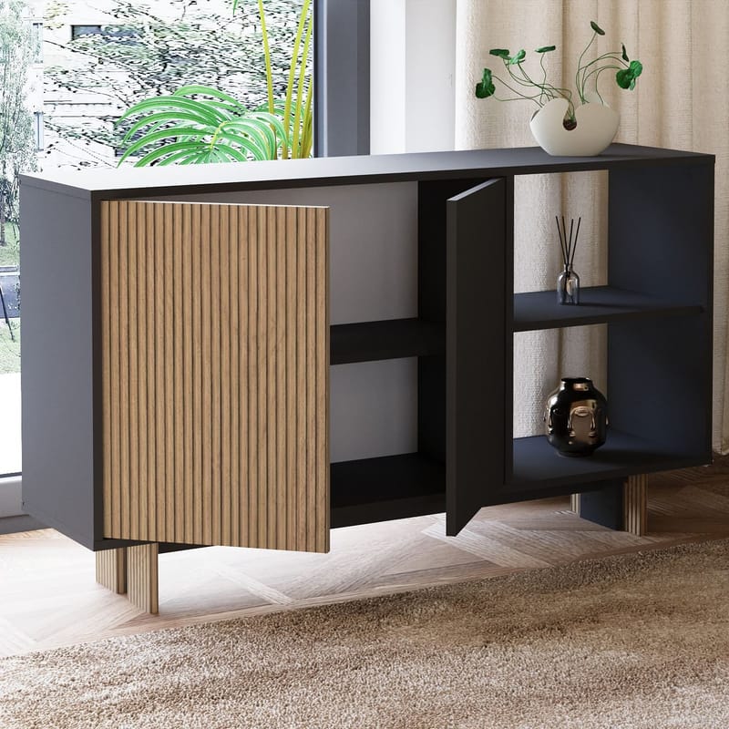 Konsollbord Homitis Ravello (140 x 80 x 35 cm) Varm eik antrasitt - Oppbevaring - Oppbevaringsmøbler - Sideboard & skjenker
