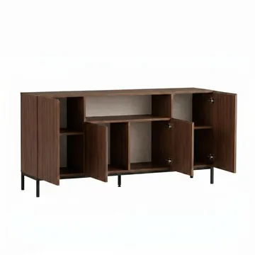 Konsollbord Nordure Rialto (160 x 80 x 40 cm) Milano Valnøtt Svart - Milano valnøtt og svart - Oppbevaring - Oppbevaringsmøbler - Sideboard & skjenker