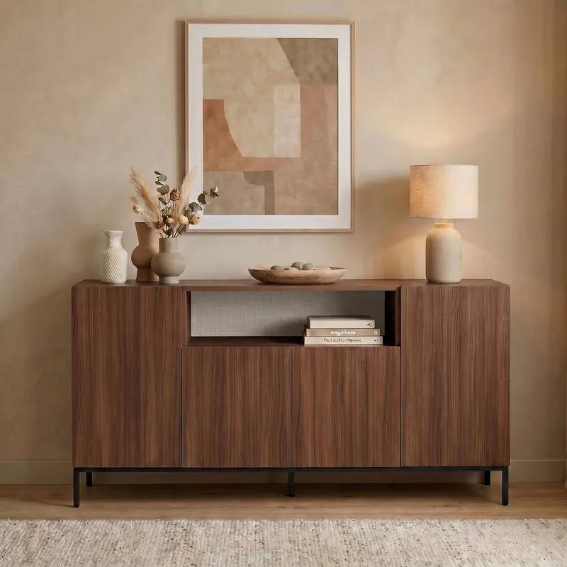 Konsollbord Nordure Rialto (160 x 80 x 40 cm) Milano Valnøtt Svart - Milano valnøtt og svart - Oppbevaring - Oppbevaringsmøbler - Sideboard & skjenker