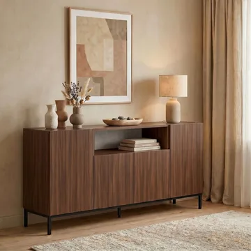 Konsollbord Nordure Rialto (160 x 80 x 40 cm) Milano Valnøtt Svart - Milano valnøtt og svart - Oppbevaring - Oppbevaringsmøbler - Sideboard & skjenker