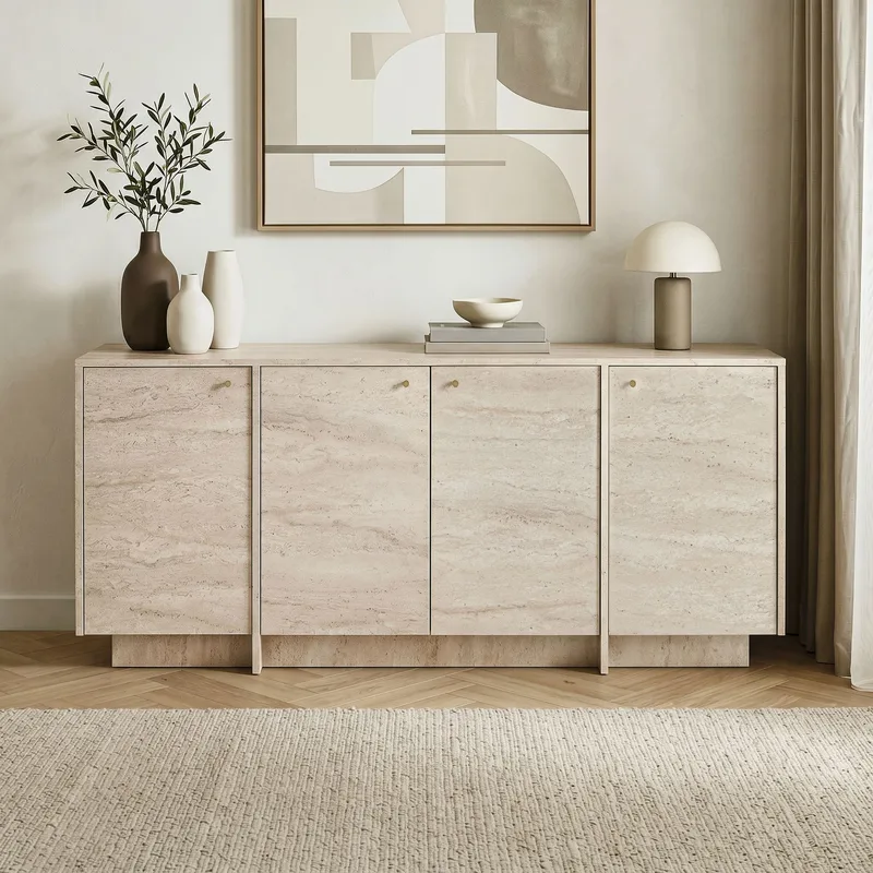 Konsollbord Nordure Varen (180 x 82 x 45 cm) Travertin - Travertin - Oppbevaring - Oppbevaringsmøbler - Sideboard & skjenker