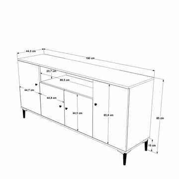 Konsollbord Skye Decor Bren (180 x 85 x 44,5 cm) valnøtt - Valnøtt - Oppbevaring - Oppbevaringsmøbler - Sideboard & skjenker