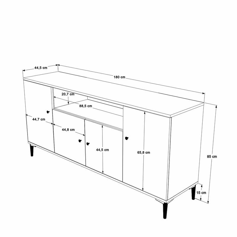 Konsollbord Skye Decor Bren (180 x 85 x 44,5 cm) valnøtt - Valnøtt - Oppbevaring - Oppbevaringsmøbler - Sideboard & skjenker