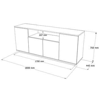 Konsollbord Skye Decor Cleo-hylle (180 x 75 x 44,5 cm) Atlantisk furu kasjmir - Atlantic Pine og Cashmere - Oppbevaring - Oppbevaringsmøbler - Sideboard & skjenker