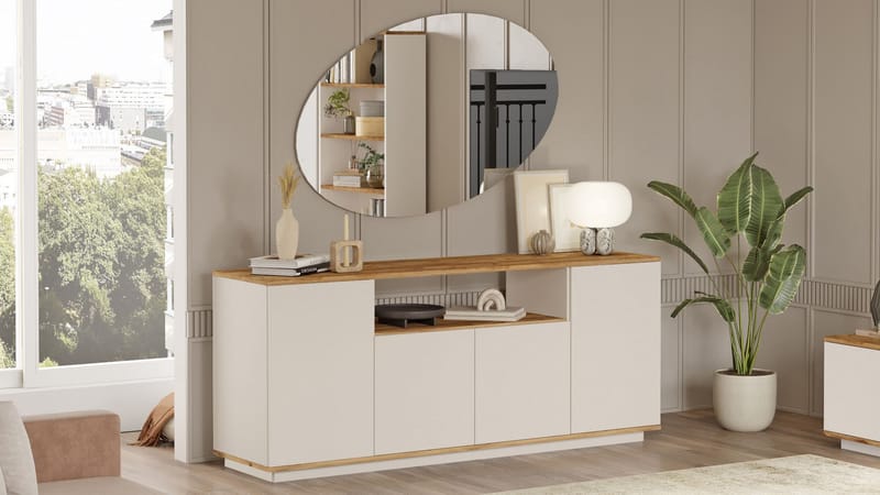 Konsollbord Skye Decor Cleo-hylle (180 x 75 x 44,5 cm) Atlantisk furu kasjmir - Atlantic Pine og Cashmere - Oppbevaring - Oppbevaringsmøbler - Sideboard & skjenker