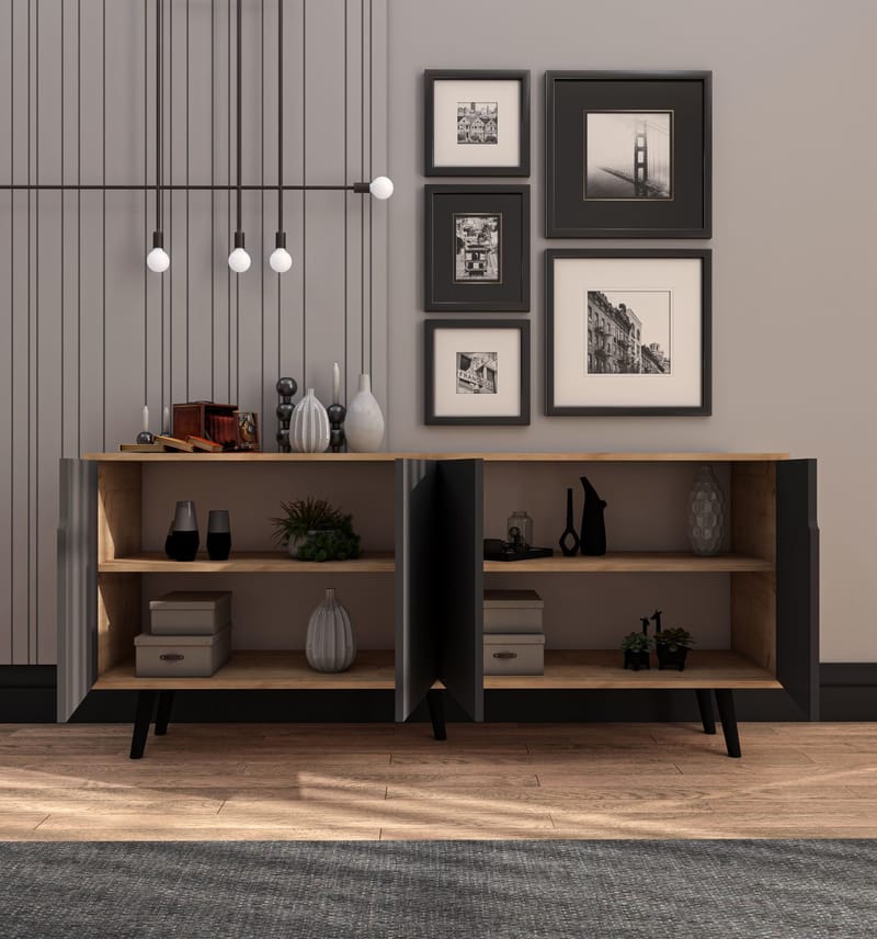 Latinara Konsollbord 180 cm - Sapphire eik/Antrasitt - Oppbevaring - Oppbevaringsmøbler - Sideboard & skjenker