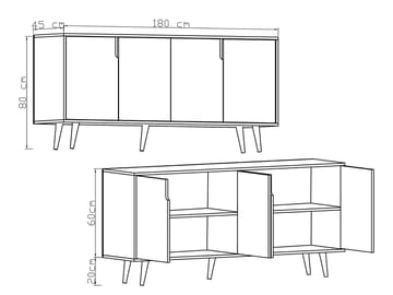 Latinara Konsollbord 180 cm - Sapphire eik/Antrasitt - Oppbevaring - Oppbevaringsmøbler - Sideboard & skjenker