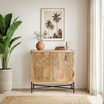 Livano skjenk 91 cm 3D-mønster industriell stil - varm lysebrun og svart - Oppbevaring - Oppbevaringsmøbler - Sideboard & skjenker