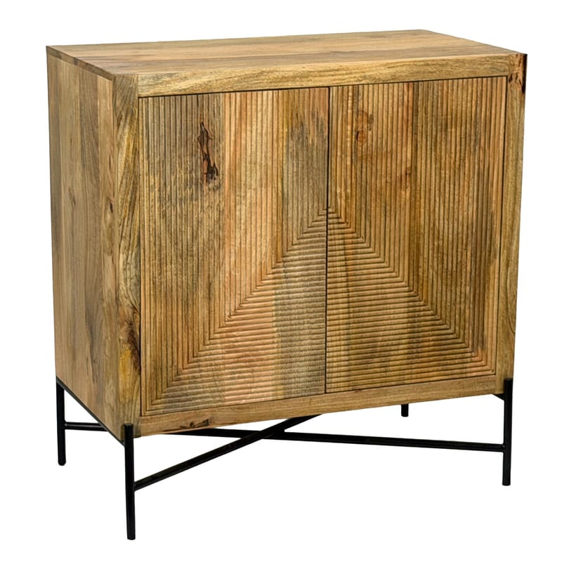 Livano skjenk 91 cm 3D-mønster industriell stil - varm lysebrun og svart - Oppbevaring - Oppbevaringsmøbler - Sideboard & skjenker