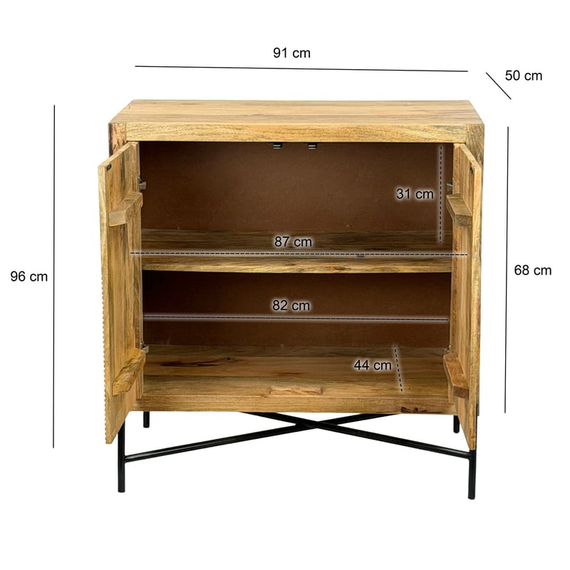 Livano skjenk 91 cm 3D-mønster industriell stil - varm lysebrun og svart - Oppbevaring - Oppbevaringsmøbler - Sideboard & skjenker