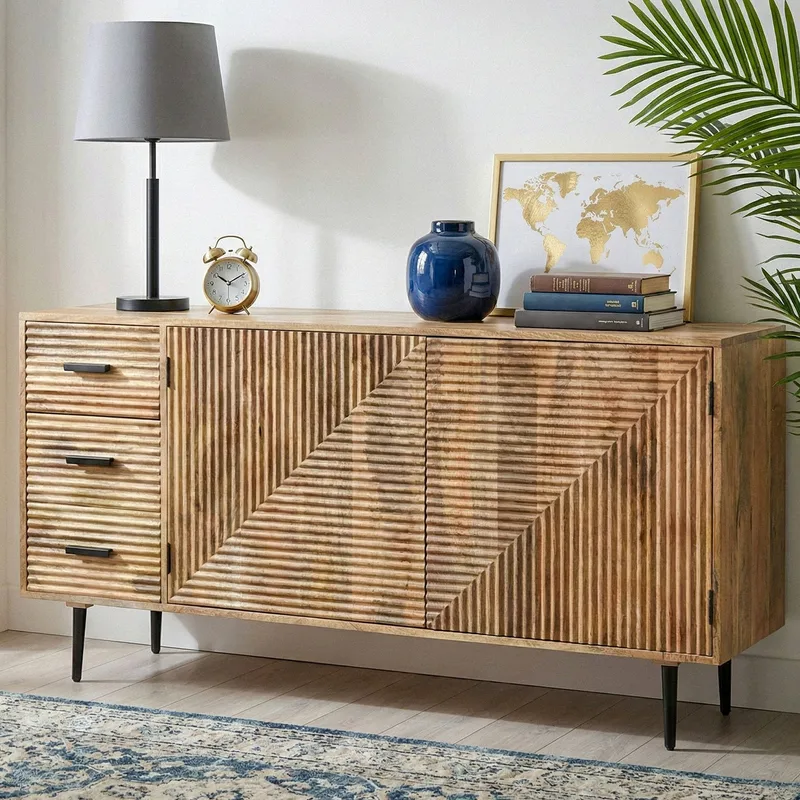 Livara skjenk 160 cm industriell stil - lys naturbrun og svart - Oppbevaring - Oppbevaringsmøbler - Sideboard & skjenker