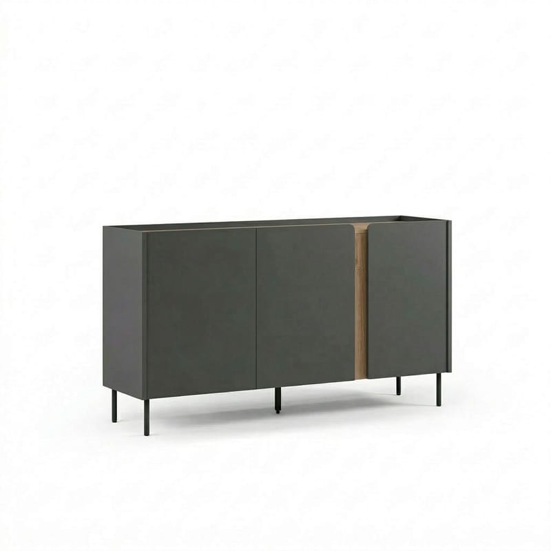 Lomar Konsoll 150x82,9x40,5 cm, Antrasitt/Naturlig eik Svart