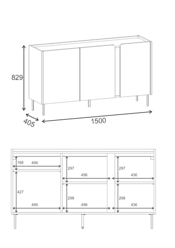 Lomar Konsoll 150x82,9x40,5 cm - Sandstein Naturlig eik - Oppbevaring - Oppbevaringsmøbler - Sideboard & skjenker