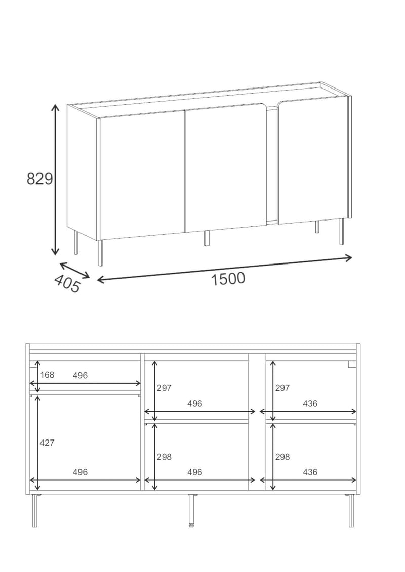 Lomar Konsoll 150x82,9x40,5 cm - Sandstein Naturlig eik - Oppbevaring - Oppbevaringsmøbler - Sideboard & skjenker