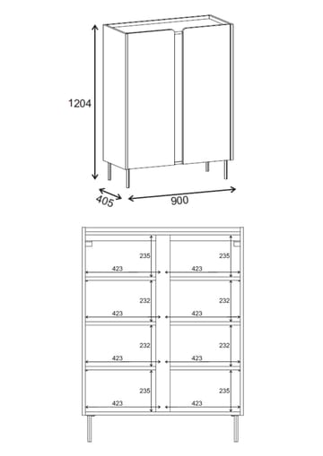 Lomar Skjenk 90x120,4x40,5 cm - Antrasitt/Naturlig eik/Svart - Oppbevaring - Oppbevaringsmøbler - Sideboard & skjenker