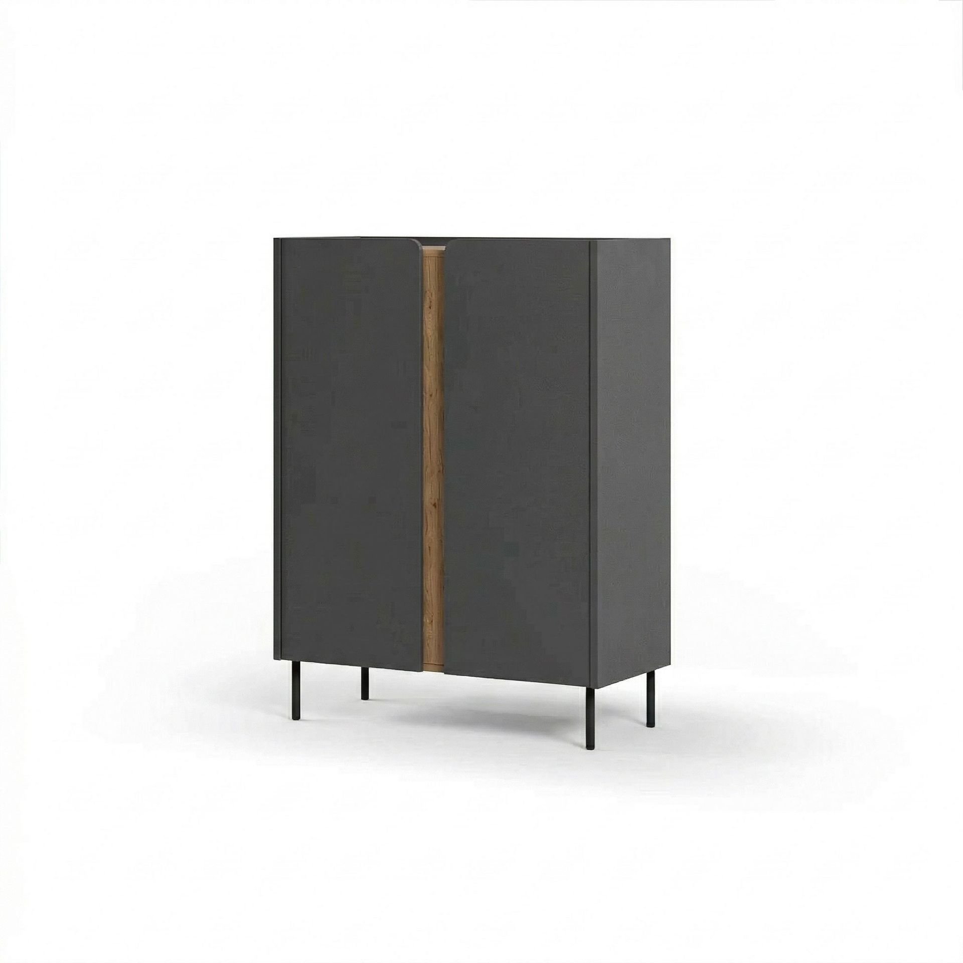Lomar Skjenk 90x120,4x40,5 cm - Antrasitt/Naturlig eik/Svart