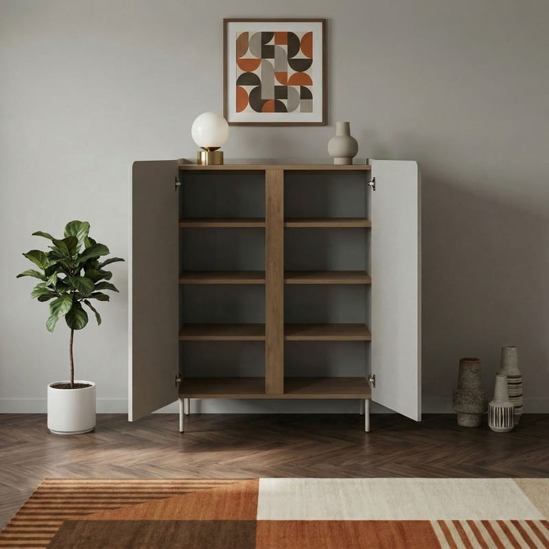 Lomar Skjenk 90x120,4x40,5 cm - Santstone, naturlig eik - Oppbevaring - Oppbevaringsmøbler - Sideboard & skjenker