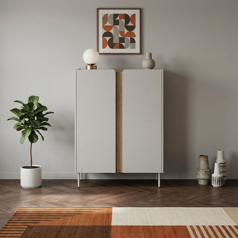 Lomar Skjenk 90x120,4x40,5 cm - Santstone, naturlig eik - Oppbevaring - Oppbevaringsmøbler - Sideboard & skjenker