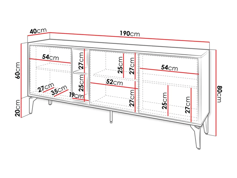 Lorvenn Skjenk 190x40 cm - Brun/Svart - Oppbevaring - Oppbevaringsmøbler - Sideboard & skjenker